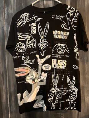 Looney Tunes Bugs Bunny Black Graphic T‑Shirt size large